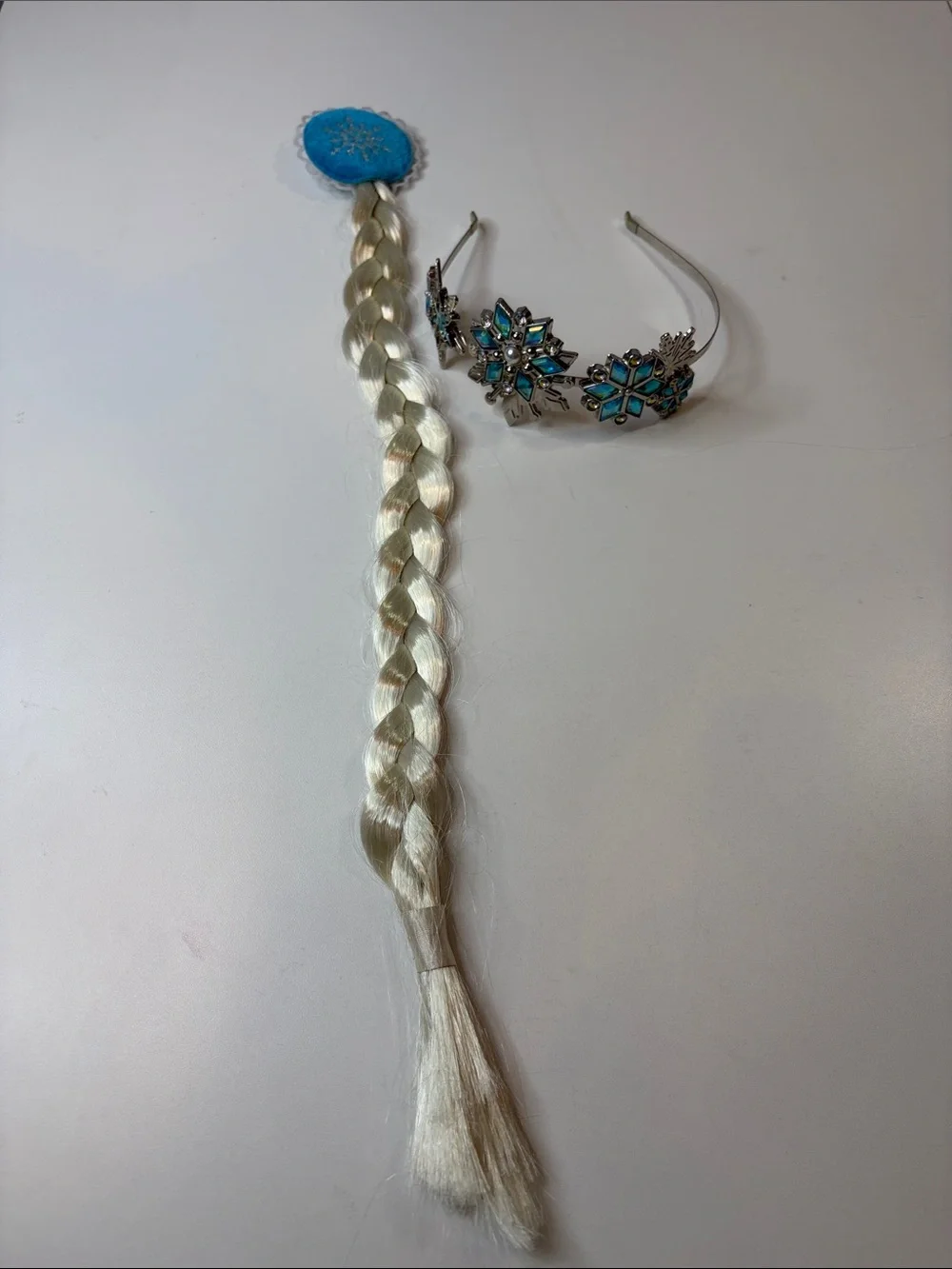 Elsa Princess Dress Costume w Disney Crown & Clip-In Braid  Girls 140 (8–10)